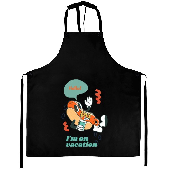 Cute funny joyful Relaxed Vacation Hot Dog Aprons