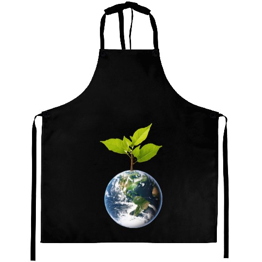 Planet Earth with beautiful freshness growth tree Aprons