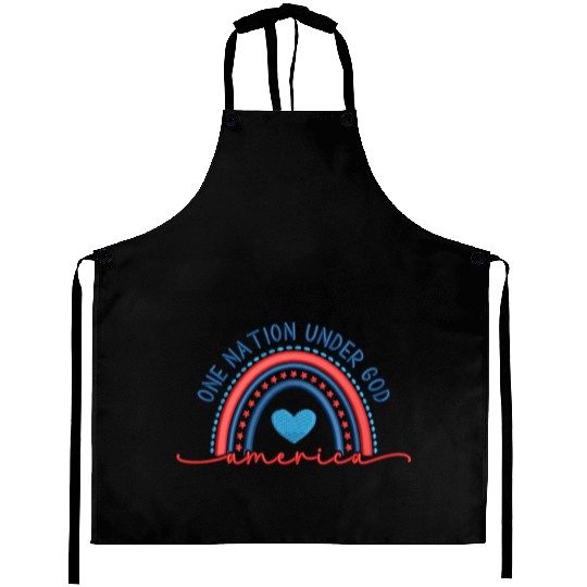 One Nation Under God Rainbow Embroidery Effect Aprons
