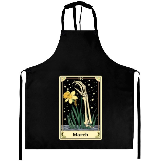 March Gothic Tarot Card - Daffodil Flower & Skelet Aprons