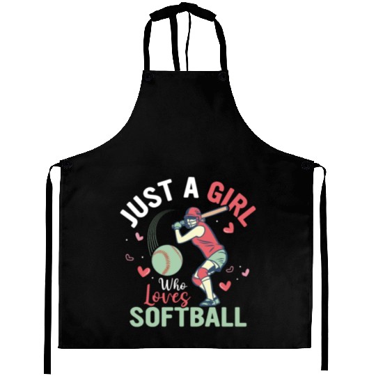 Just A Girl Who Loves Softball Team Baseball Aprons