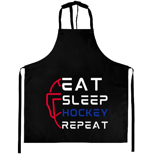 Eat Sleep Hockey Repeat For Hockey Player Coaches Aprons