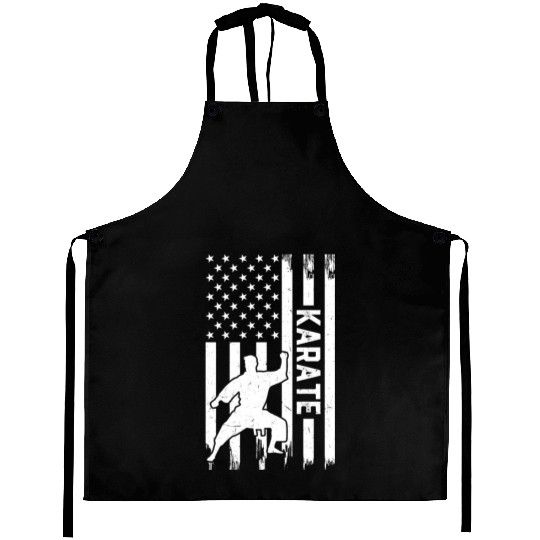 Karate US Flag Karate Fighter Aprons