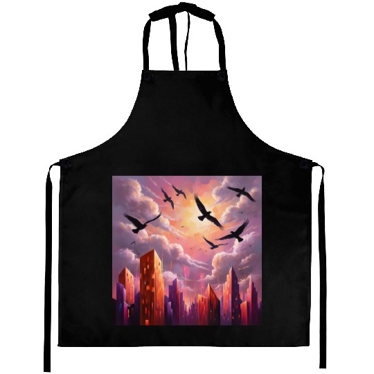 Geometric Twilight City Aprons