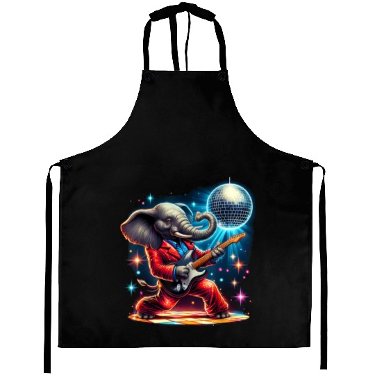 Disco Ball Guitar Elephant Aprons