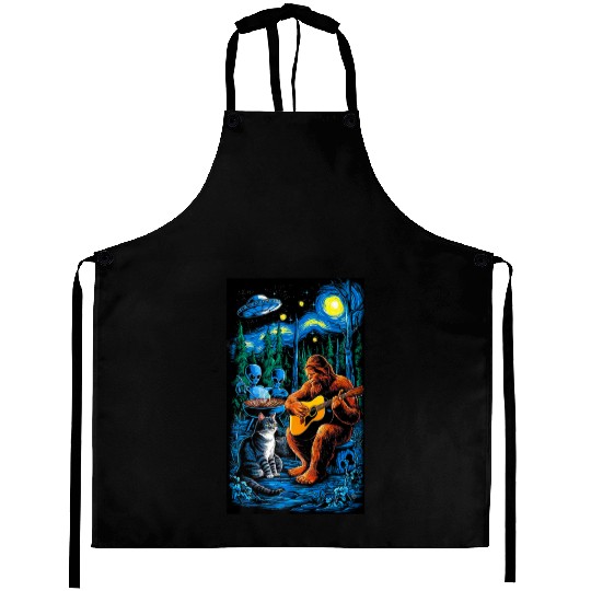 UFO Bigfoot Sasquatch Camping Playing Aprons