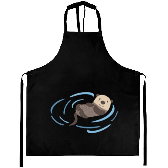 Sea Otter In Water Cute Lutra Animal Lover Funny Aprons