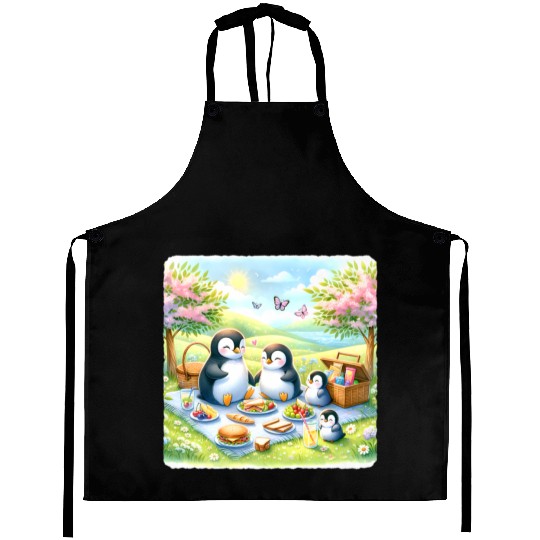 Penguin Flowers Butterflies Premium Aprons