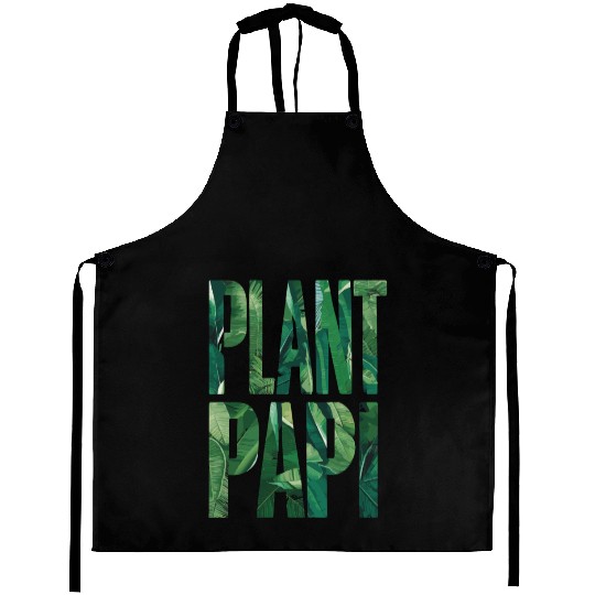 Plant Papi Gardener Dad Tropical Leaf Text Aprons