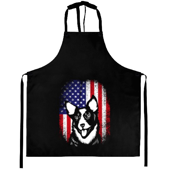 4th Of July US Flag Cute Australian Cattle Dog Aprons