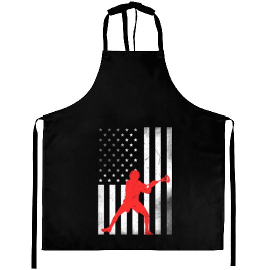 Lacrosse Vintage US Flag Proud Lacrosse Aprons