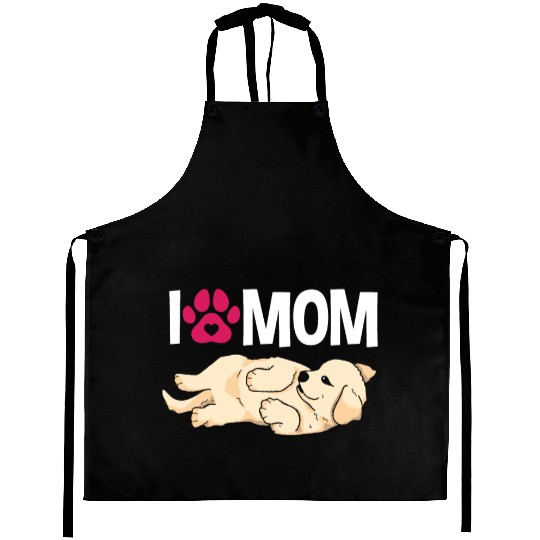 I Love Mom Golden Retriever Aprons