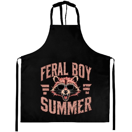 Feral Boy Summer Aprons Funny Trash Panda Raccoon
