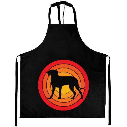 Retro Sunset Weimaraner Dog Silhouette Aprons
