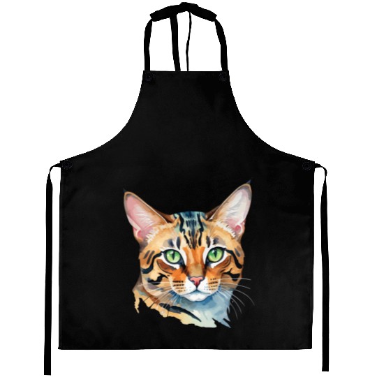 Leopard Cat Watercolor Aprons
