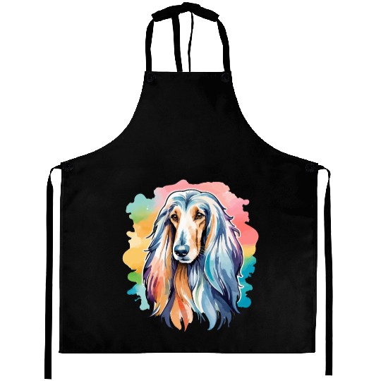 Afghan Hound Dog Watercolor Aprons