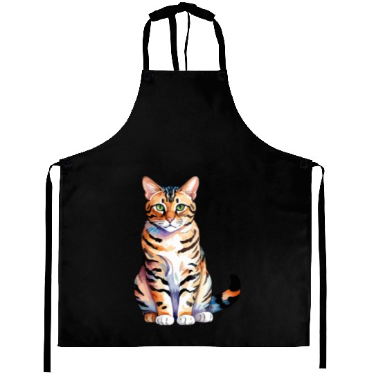 Leopard Cat Watercolor Aprons