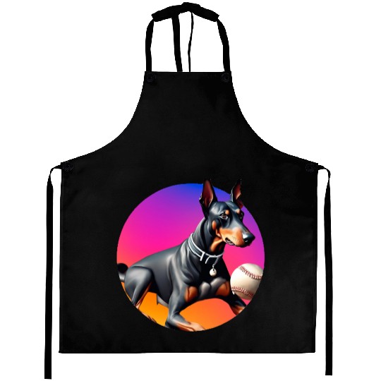 Doberman baseball player Aprons