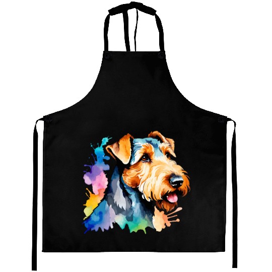 Airedale Terrier Watercolor Aprons