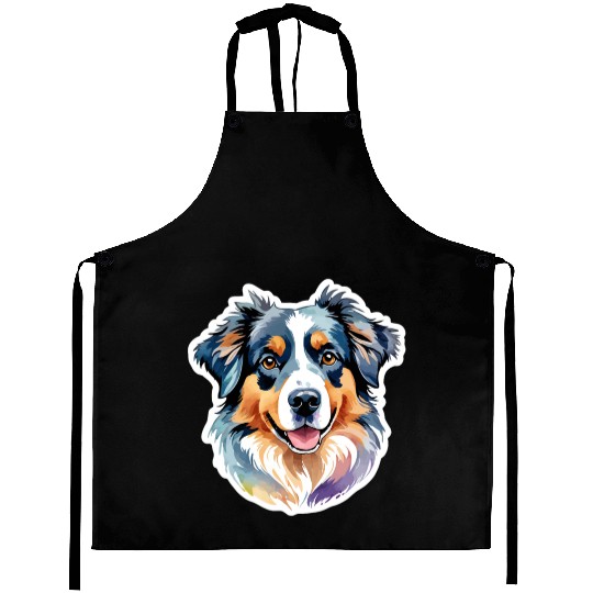 Australian Shepherd Watercolor Aprons