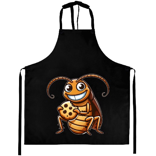 Funny cockroach with cookie cartoon dessert Aprons