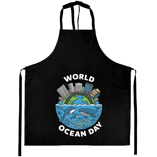 world ocean day Aprons