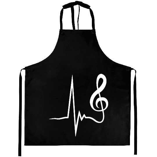 Music Clef Note Violin Treble Sound Pulse ECG Aprons