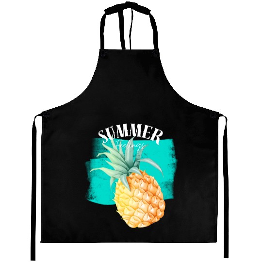 Summer Retro Pineapple Swimming Pool Vacation Gard Aprons
