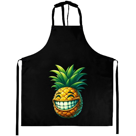 Pineapple fruit summer cartoon smile sweet cool Aprons