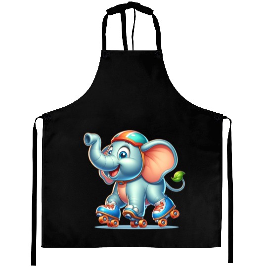 Cute Inline Skater Elephant Aprons