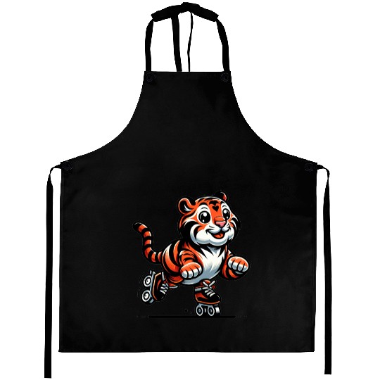 Cute Inline Skater Tiger Aprons