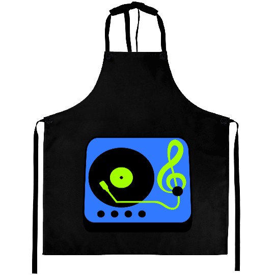 Music Clef Note Record Plate Vinyl DJ Party Treble Aprons