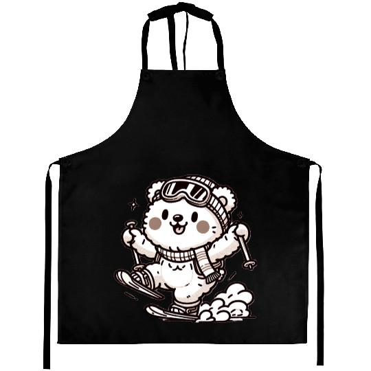 Cute Skier Bear Aprons