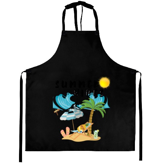Summer Vibes Beach Scene Aprons