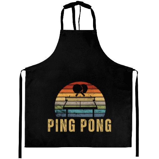 Ping Pong Player Vintage Retro 70s Design Ping Aprons