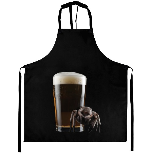 Spider Drinking Beer Realistic Aprons