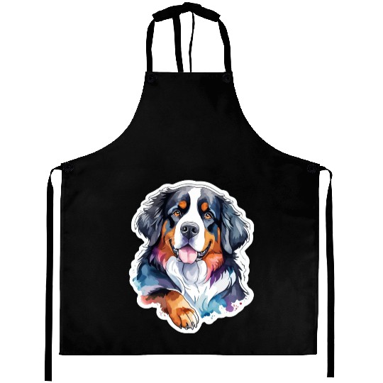 Bernese Mountain Dog Watercolor Aprons