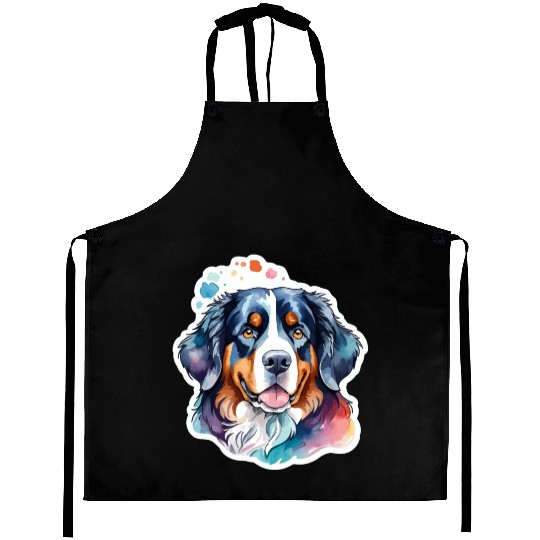 Bernese Mountain Dog Watercolor Aprons