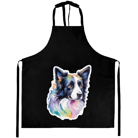 Border Collie Watercolor Aprons