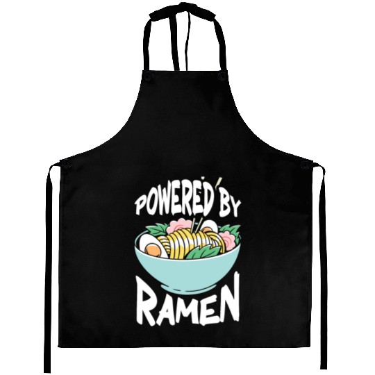 Powered By Ramen Anime Japanese Soup Cup Noodle Aprons