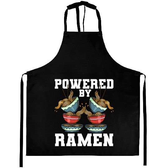 Powered By Ramen Anime Japanese Soup Cup Noodle Aprons