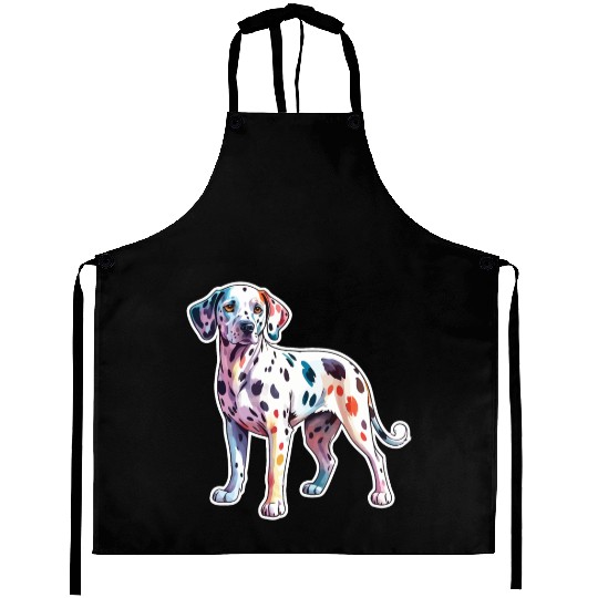 Dalmatian Dog Watercolor Aprons