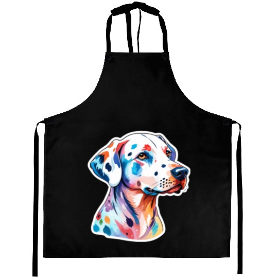 Dalmatian Dog Watercolor Aprons