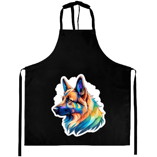 German Shepherd Watercolor Aprons