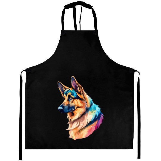 German Shepherd Watercolor Aprons
