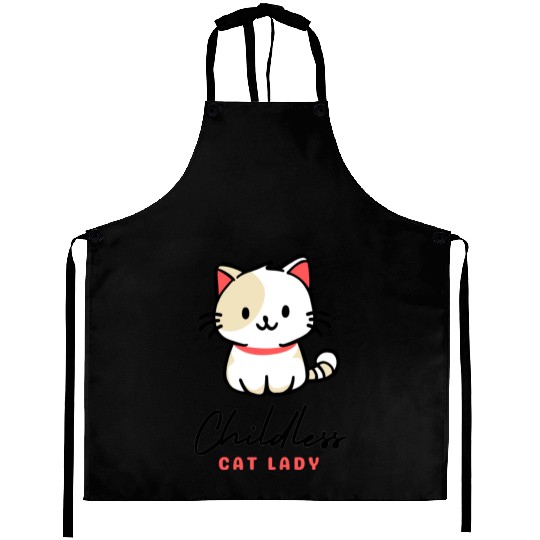 Childless Cat Lady, cat-loving lifestyle Aprons