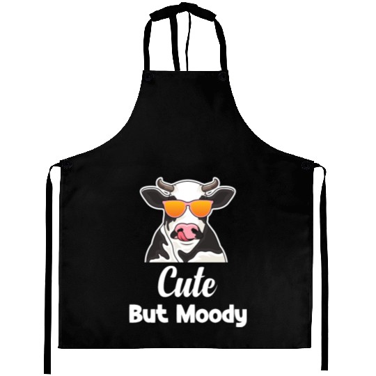 Cute But Moody Funny Cow Farmer Highlander Aprons