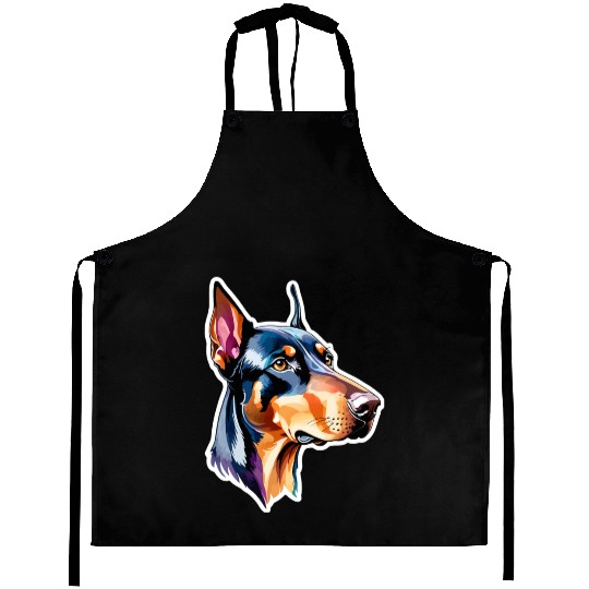 Dobermann Watercolor Aprons