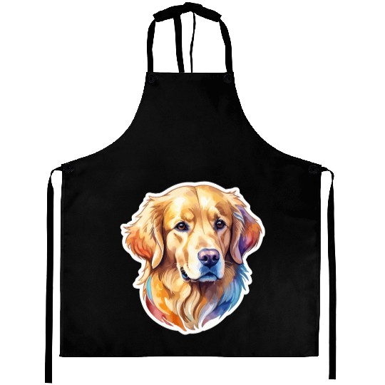 Golden Retriever Watercolor Aprons