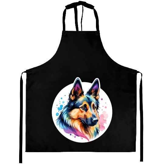 Belgian Shepherd Watercolor Aprons